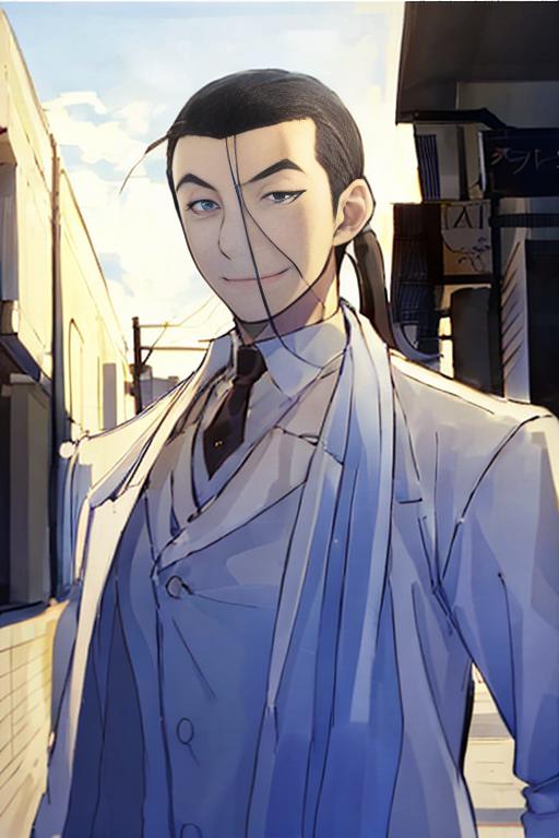 18541-2051371497-1boy, ,kimblee,( upper body_1.2),  white suit, gradient background, smirk,city,street.png